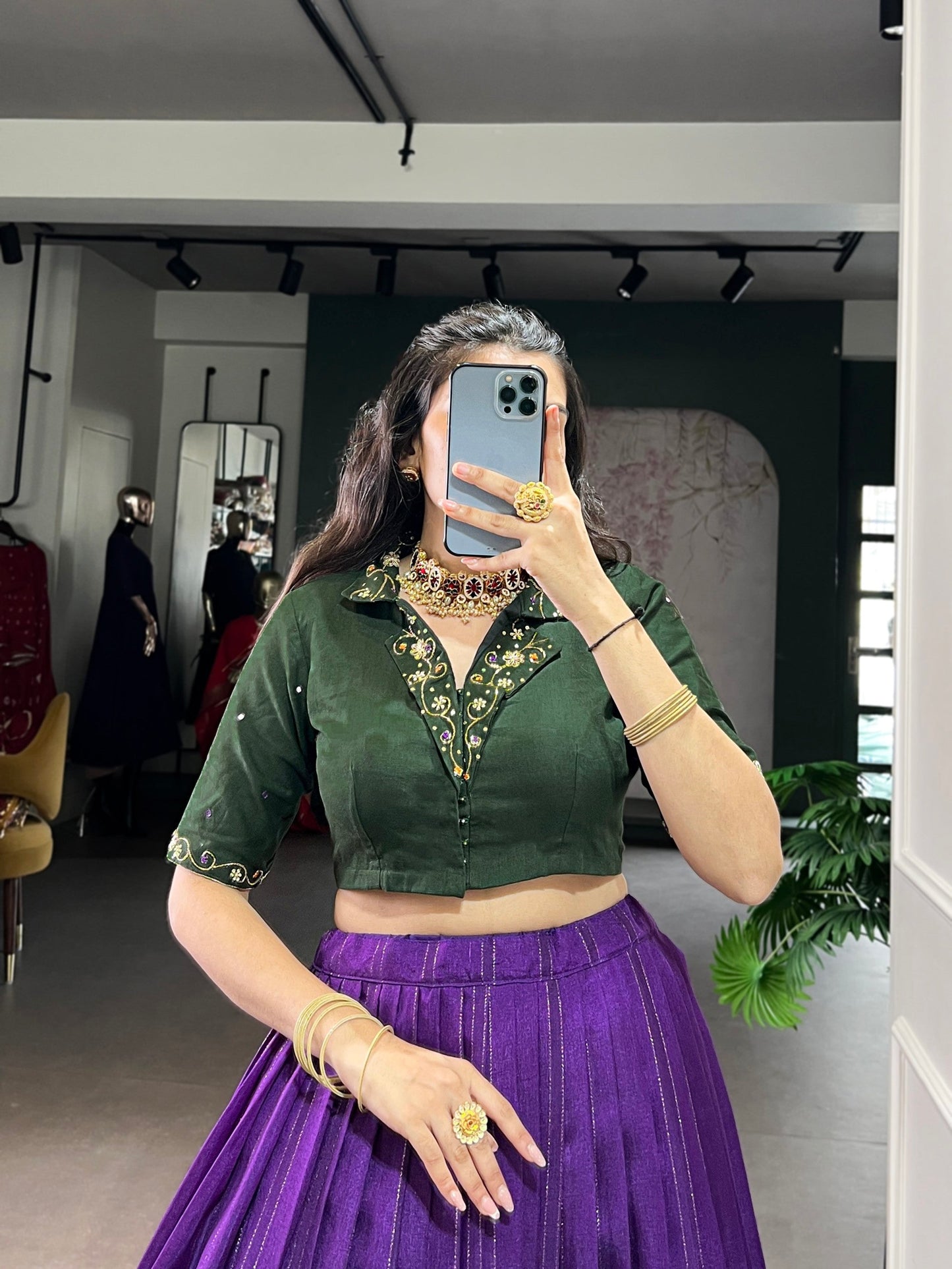 Lorenvalley Fashion Purple Poly Cotton Printed With Zari Weaving Lehenga Choli - Swadesiicart