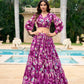 Lorenvalley Wine Georgette Chex beautiful Floral Print ethnic Co-ord Set - Swadesiicart