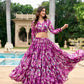 Lorenvalley Wine Georgette Chex beautiful Floral Print ethnic Co-ord Set - Swadesiicart