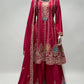 Lorenvalley Magenta Chinon Embroidery With Sequince Work Salwar Kameez Stitched | Swadesiicart