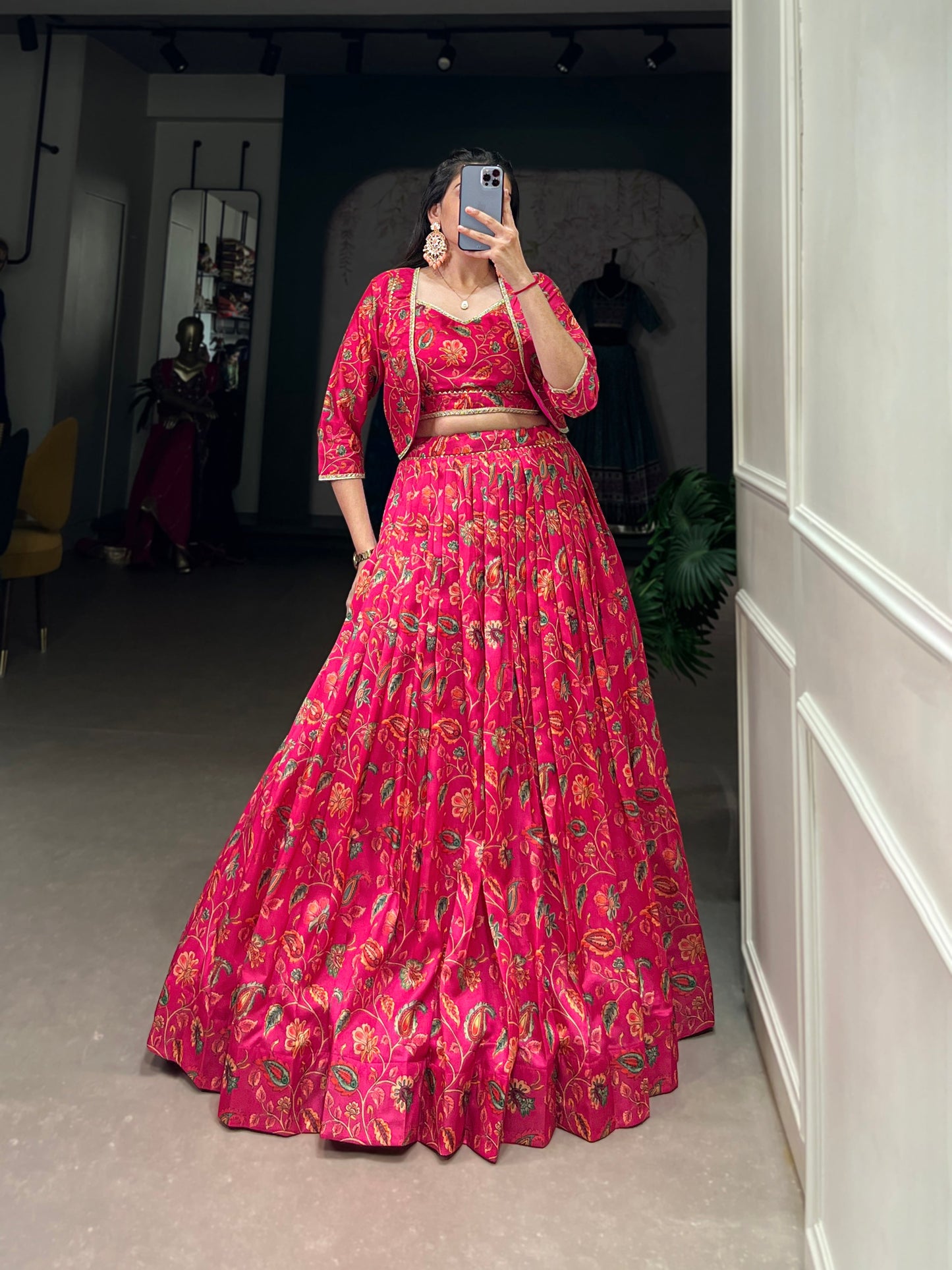 Lorenvalley Pink Tussar Silk Floral Print With Gota Patti Touch Up ethnic Co-ord Set - Swadesiicart