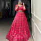 Lorenvalley Pink Tussar Silk Floral Print With Gota Patti Touch Up ethnic Co-ord Set - Swadesiicart