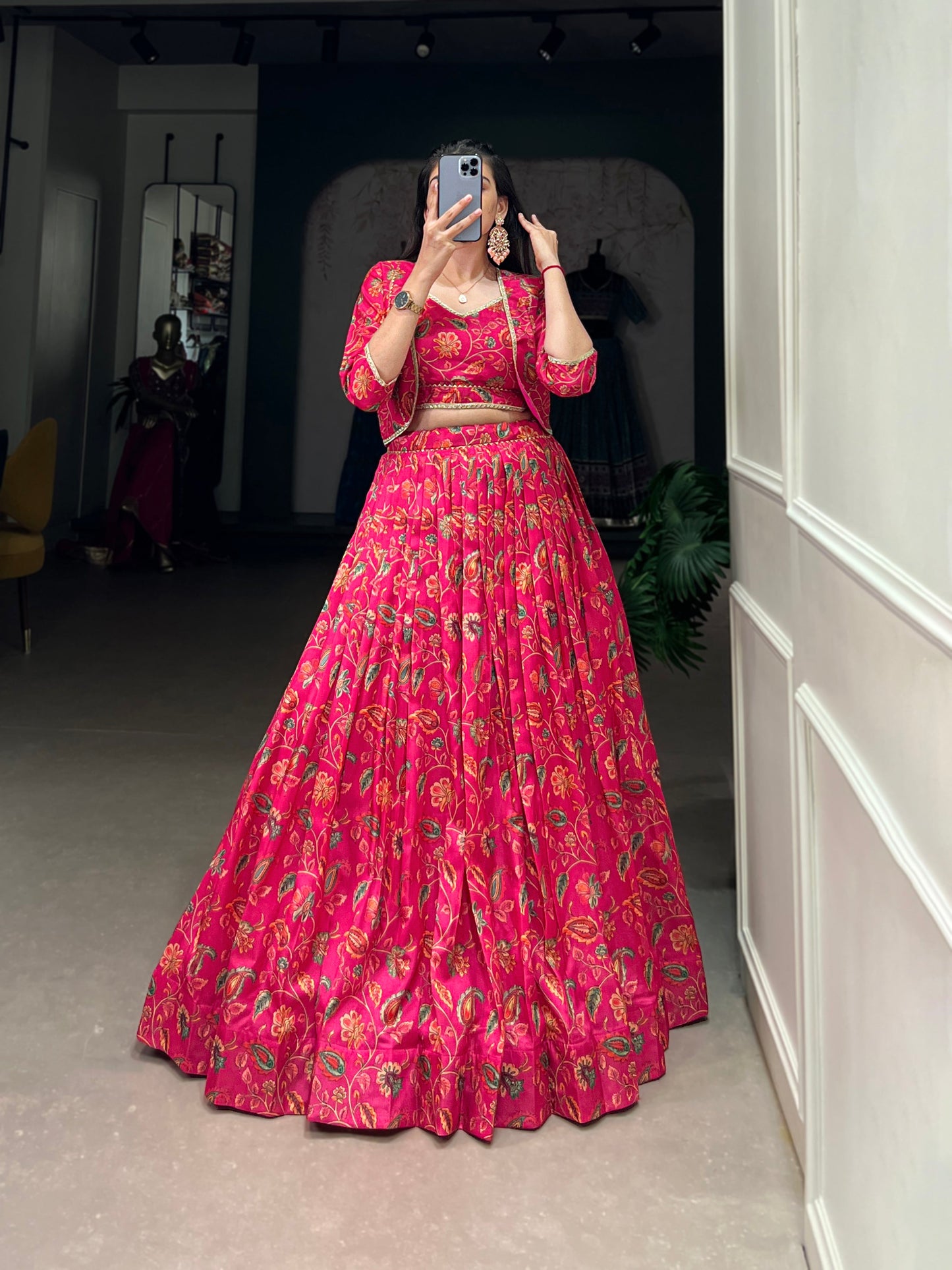 Lorenvalley Pink Tussar Silk Floral Print With Gota Patti Touch Up ethnic Co-ord Set - Swadesiicart