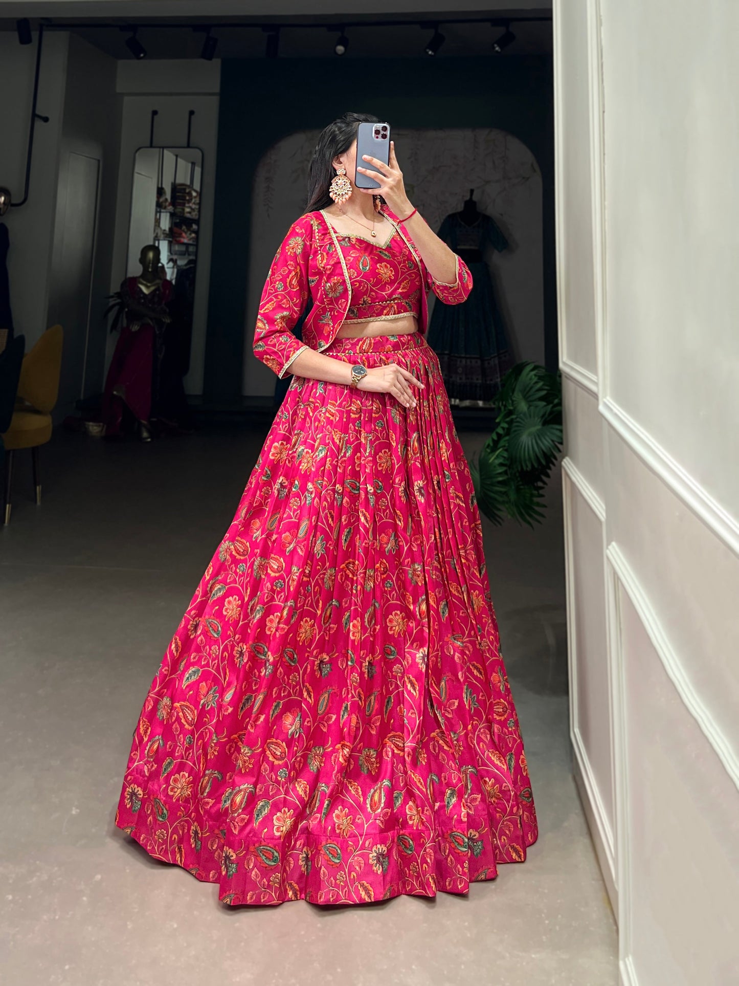 Lorenvalley Pink Tussar Silk Floral Print With Gota Patti Touch Up ethnic Co-ord Set - Swadesiicart