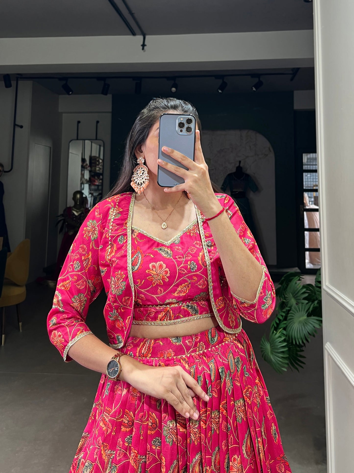 Lorenvalley Pink Tussar Silk Floral Print With Gota Patti Touch Up ethnic Co-ord Set - Swadesiicart