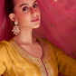 Lorenvalley Yellow Chinon Embroidery With Sequince Work Salwar Kameez Stitched | Swadesiicart
