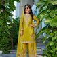 Anaita Mustard Chinon Stitched Plazzo Suit With Dhaga & Sequence Work
