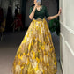 Lorenvalley Fashion Mustard Tasar Silk Floral Print Lehenga Choli - Swadesiicart