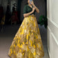 Lorenvalley Fashion Mustard Tasar Silk Floral Print Lehenga Choli - Swadesiicart