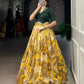 Lorenvalley Fashion Mustard Tasar Silk Floral Print Lehenga Choli - Swadesiicart