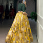 Lorenvalley Fashion Mustard Tasar Silk Floral Print Lehenga Choli - Swadesiicart