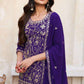 Lorenvalley Purple Georgette Embroidery With Sequince Work Salwar Kameez Stitched | Swadesiicart