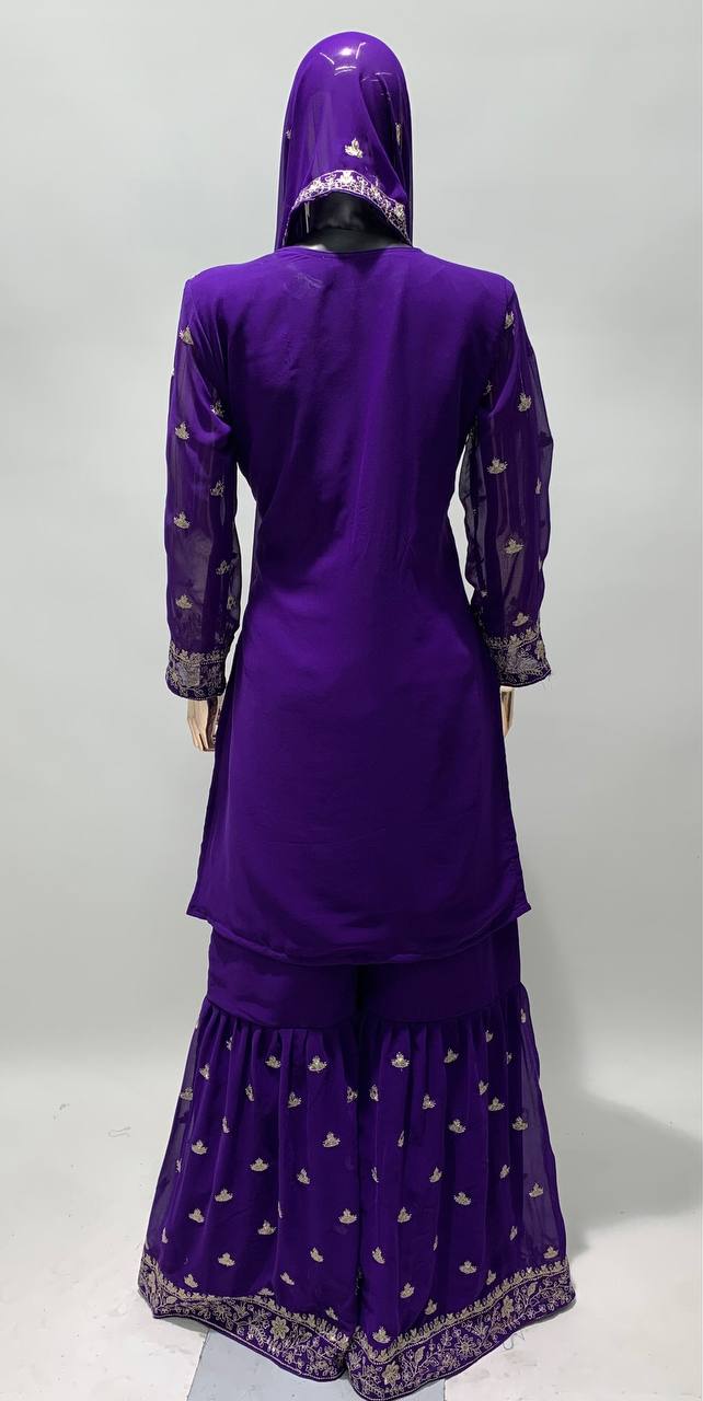Lorenvalley Purple Georgette Embroidery With Sequince Work Salwar Kameez Stitched | Swadesiicart