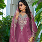 Anaita Magenta Chinon Stitched Plazzo Suit With Dhaga & Sequence Work
