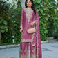 Anaita Magenta Chinon Stitched Plazzo Suit With Dhaga & Sequence Work