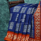 Mix of Blue and Orange Batik Printed Semi Chanderi Saree By Gayathri Reddy Designer Studio | Swadesiicart