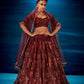 Anaita Maroon Organza Lehenga Choli With Sequence & Thread Work