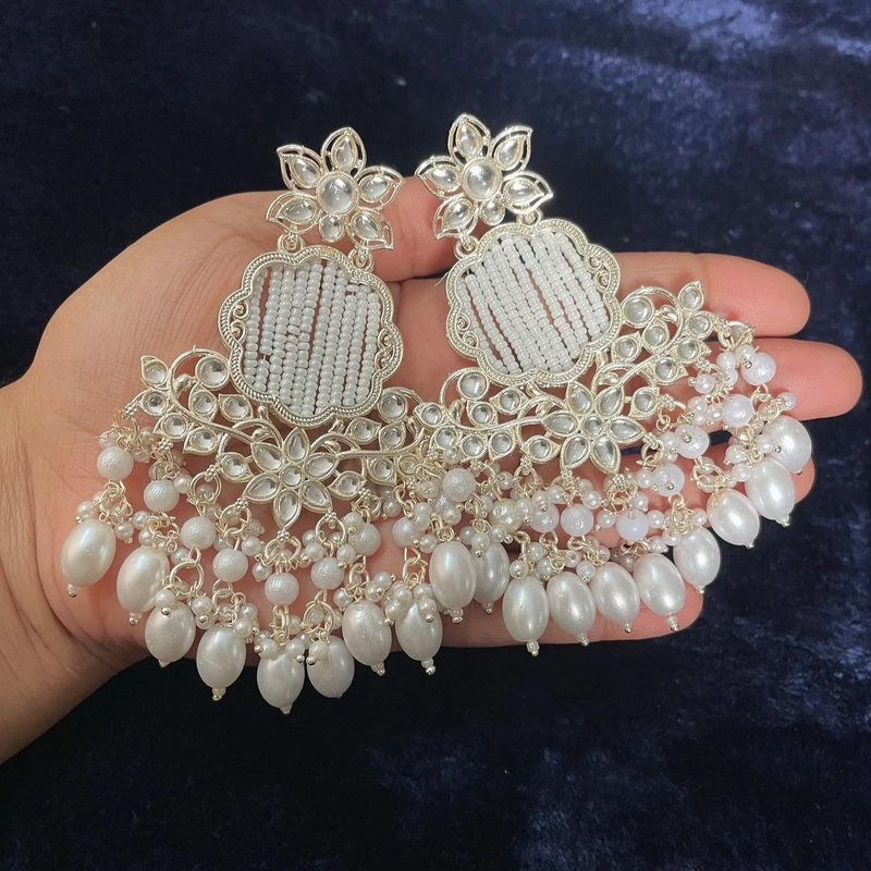 Tehzeeb Creations Gold-Polished Earrings For Women And Girls Diamond, Pearl Brass Drops & Danglers | Swadesiicart