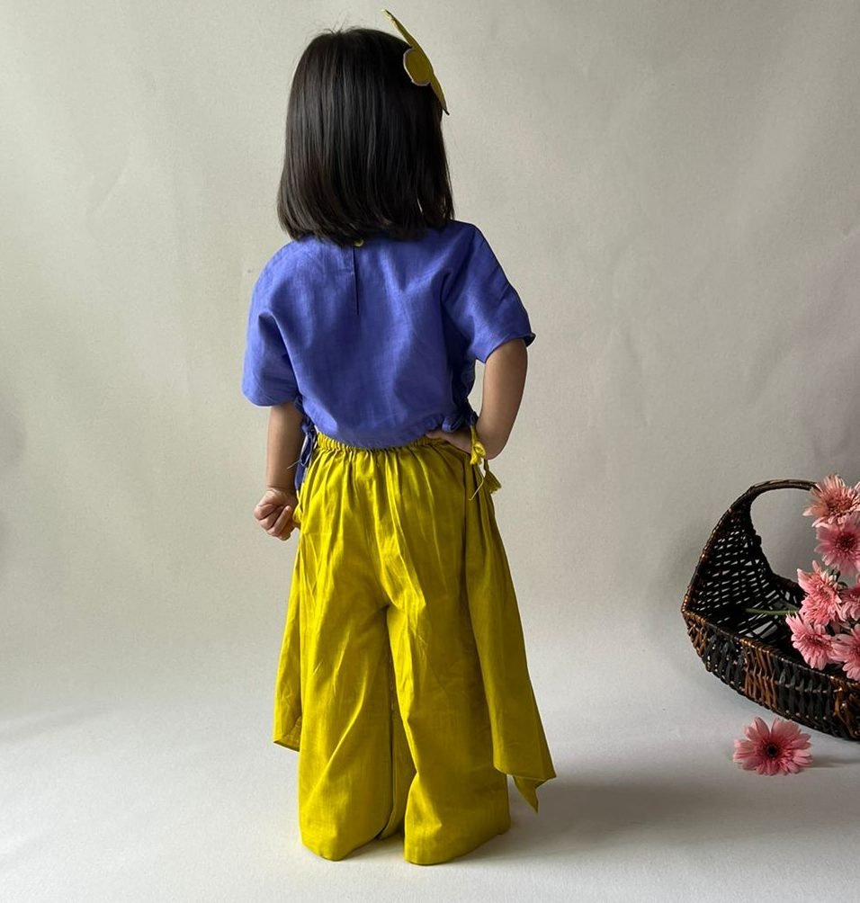 ArthLife Mustard Purple Butterfly Embroidered Co-Ord Set - Swadesiicart