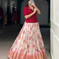 Lorenvalley Fashion Red Dola Chex Floral Printed With Zari Weaving Work Lehenga Choli - Swadesiicart