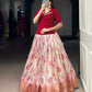 Lorenvalley Fashion Red Dola Chex Floral Printed With Zari Weaving Work Lehenga Choli - Swadesiicart