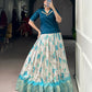 Lorenvalley Fashion Teal Dola Chex Floral Printed With Zari Weaving Work Lehenga Choli - Swadesiicart