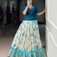 Lorenvalley Fashion Teal Dola Chex Floral Printed With Zari Weaving Work Lehenga Choli - Swadesiicart