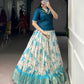 Lorenvalley Fashion Teal Dola Chex Floral Printed With Zari Weaving Work Lehenga Choli - Swadesiicart