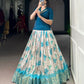 Lorenvalley Fashion Teal Dola Chex Floral Printed With Zari Weaving Work Lehenga Choli - Swadesiicart