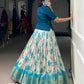 Lorenvalley Fashion Teal Dola Chex Floral Printed With Zari Weaving Work Lehenga Choli - Swadesiicart