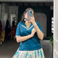 Lorenvalley Fashion Teal Dola Chex Floral Printed With Zari Weaving Work Lehenga Choli - Swadesiicart