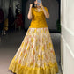 Lorenvalley Fashion Yellow Dola Chex Floral Printed With Zari Weaving Work Lehenga Choli - Swadesiicart