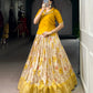 Lorenvalley Fashion Yellow Dola Chex Floral Printed With Zari Weaving Work Lehenga Choli - Swadesiicart