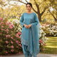 Anaita Blue Crepe Readymade Suit with Embroidery & Sequence Work