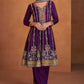 Lorenvalley Purple Chinon Embroidery With Sequince Work Salwar Kameez Stitched | Swadesiicart
