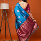 Anouk Blue & Gold-Toned Ethnic Motifs Woven Design Banarasi Saree | Swadesiicart