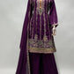 Lorenvalley Purple Chinon Embroidery With Sequince Work Salwar Kameez Stitched | Swadesiicart