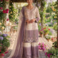 Anaita White & Purple Georgette Readymade Suit with Embroidery Thread Work