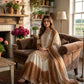 Anaita White & Brown Georgette Readymade Suit with Embroidery Thread Work