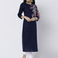 Vishudh Women Navy Printed Straight Kurta - Swadesiicart