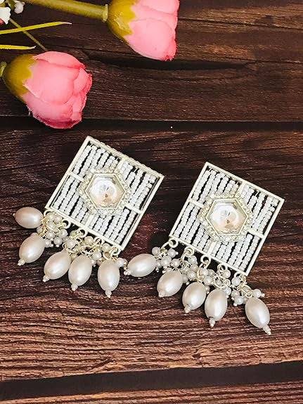 Tehzeeb Creations New Stylish Earrings For Women & Girls Pearl Alloy Hoop Earring, Stud Earring | Swadesiicart