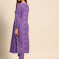 Anouk Women Purple Ethnic Motifs Printed Regular A-line Kurta with Trousers - Swadesiicart