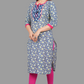 House of RP Women's NavyBlue Rayon Floral Print Kurta | Swadesiicart