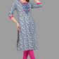 House of RP Women's NavyBlue Rayon Floral Print Kurta | Swadesiicart