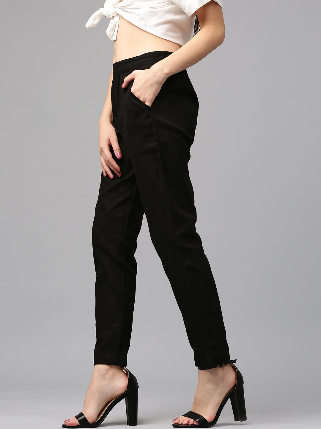 Jaipur Kurti Women Black Trousers | Swadesiicart