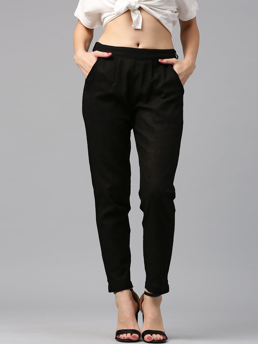Jaipur Kurti Women Black Trousers | Swadesiicart