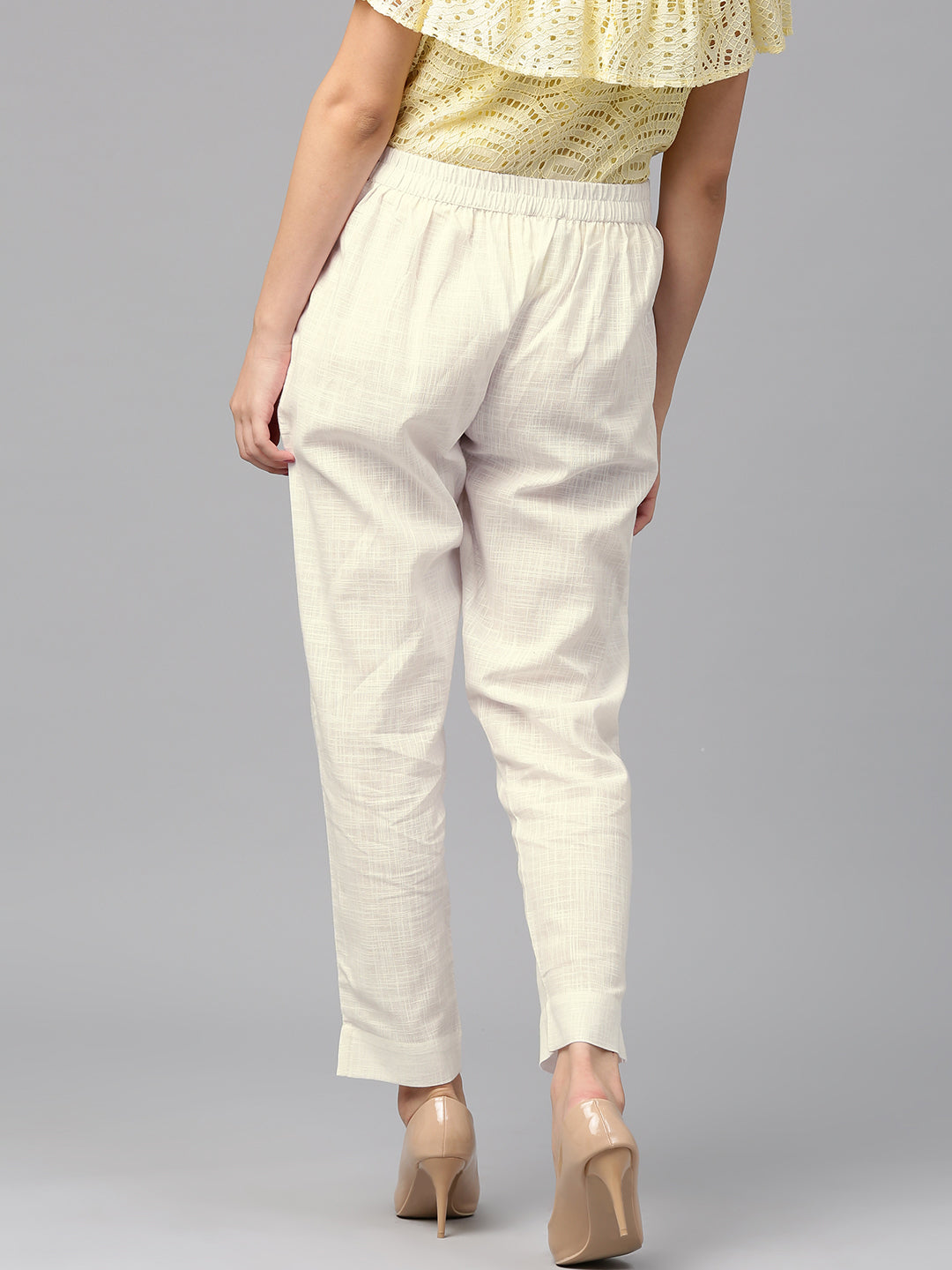 Jaipur Kurti Women White Trousers | Swadesiicart