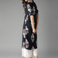 HERE&NOW Women Navy Printed Straight Kurta - Swadesiicart
