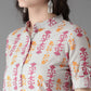 HERE&NOW Women Grey & Pink Printed Straight Kurta - Swadesiicart