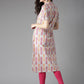 HERE&NOW Women Grey & Pink Printed Straight Kurta - Swadesiicart